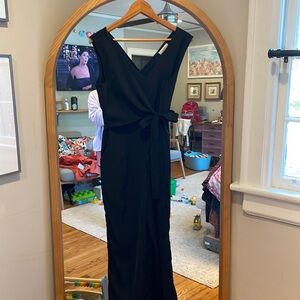 Black Full-Length Jumpsuit Tie Front with pockets